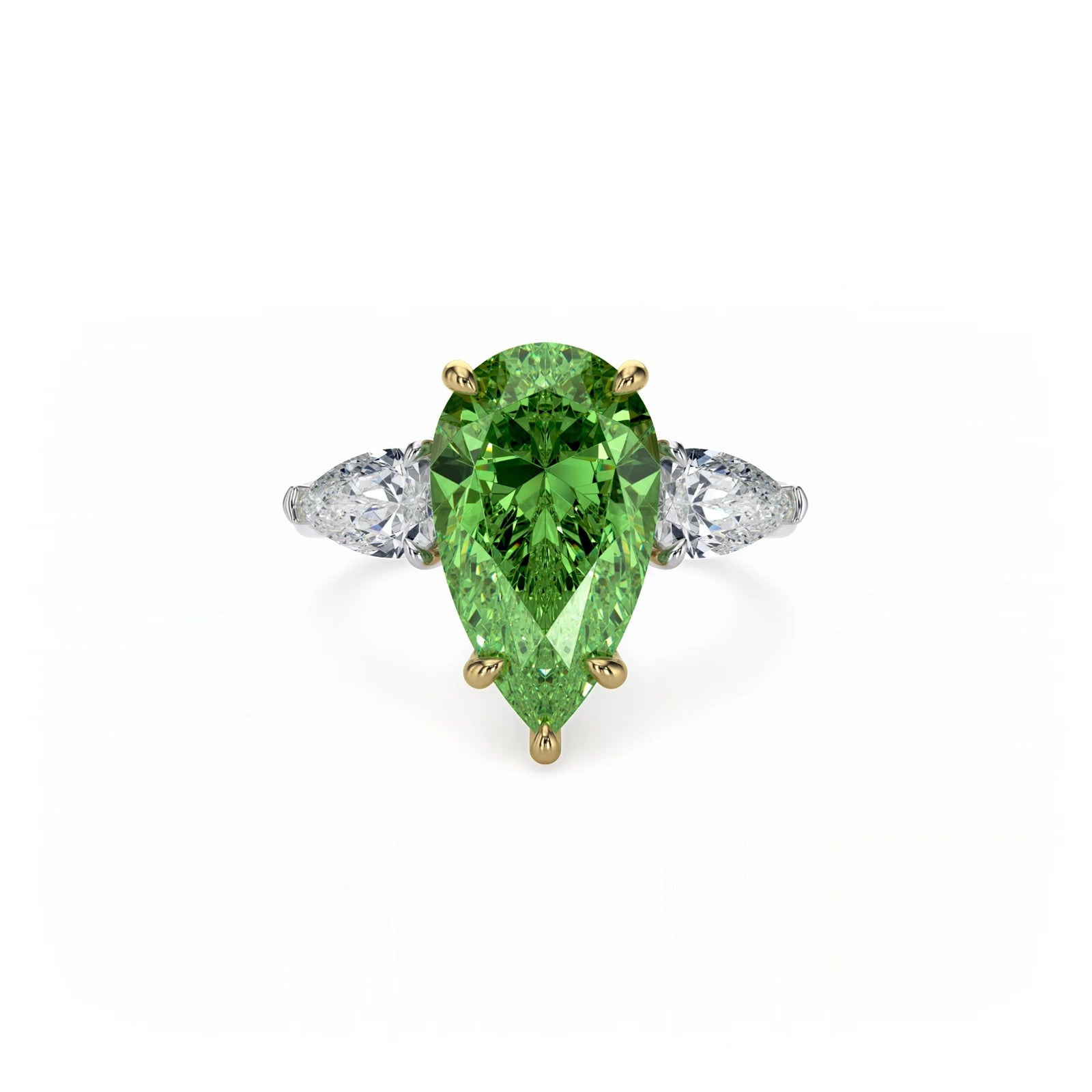 Aura Trilogy Pear Ring Green Diamond