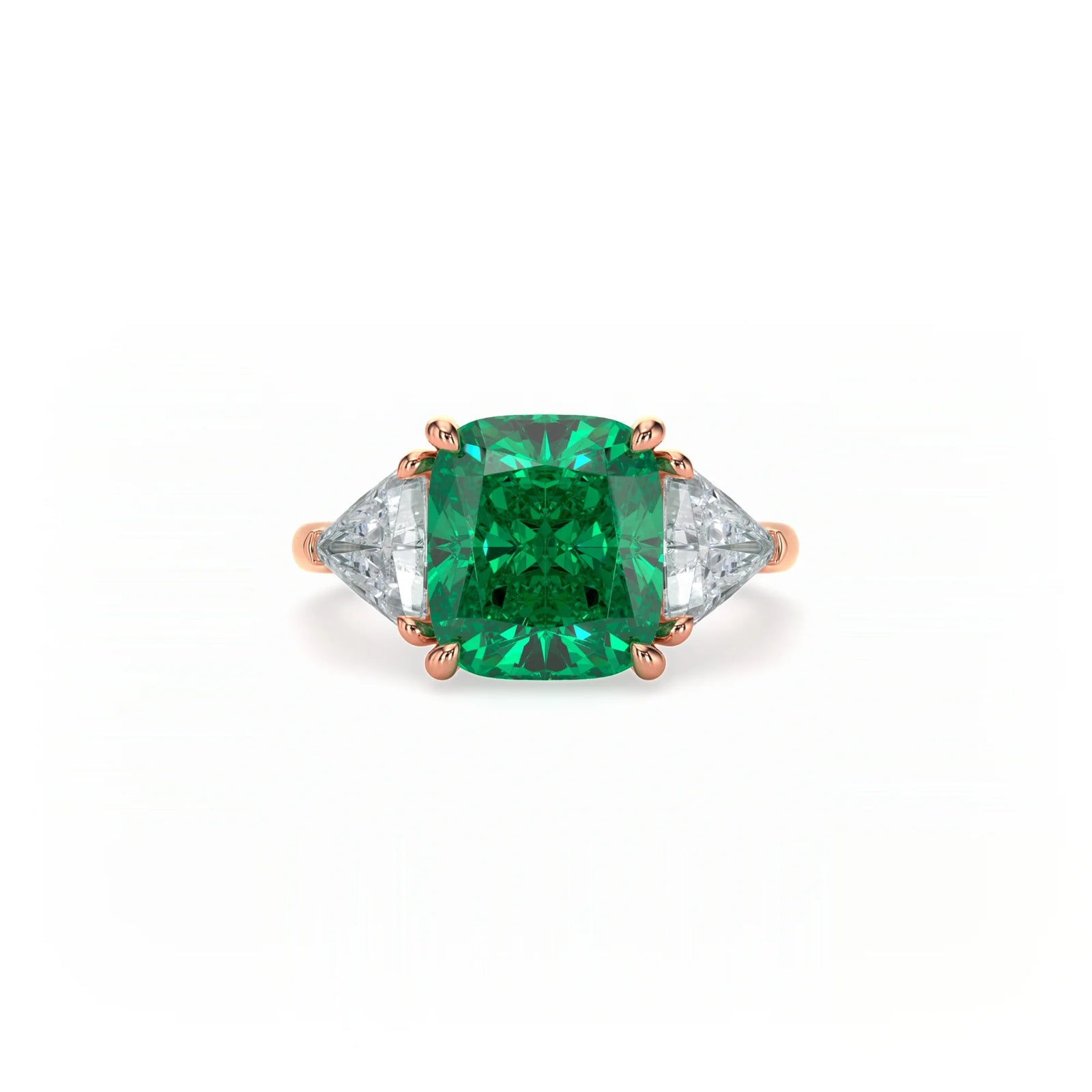 Jardin Trilogy Cushion Ring Emerald