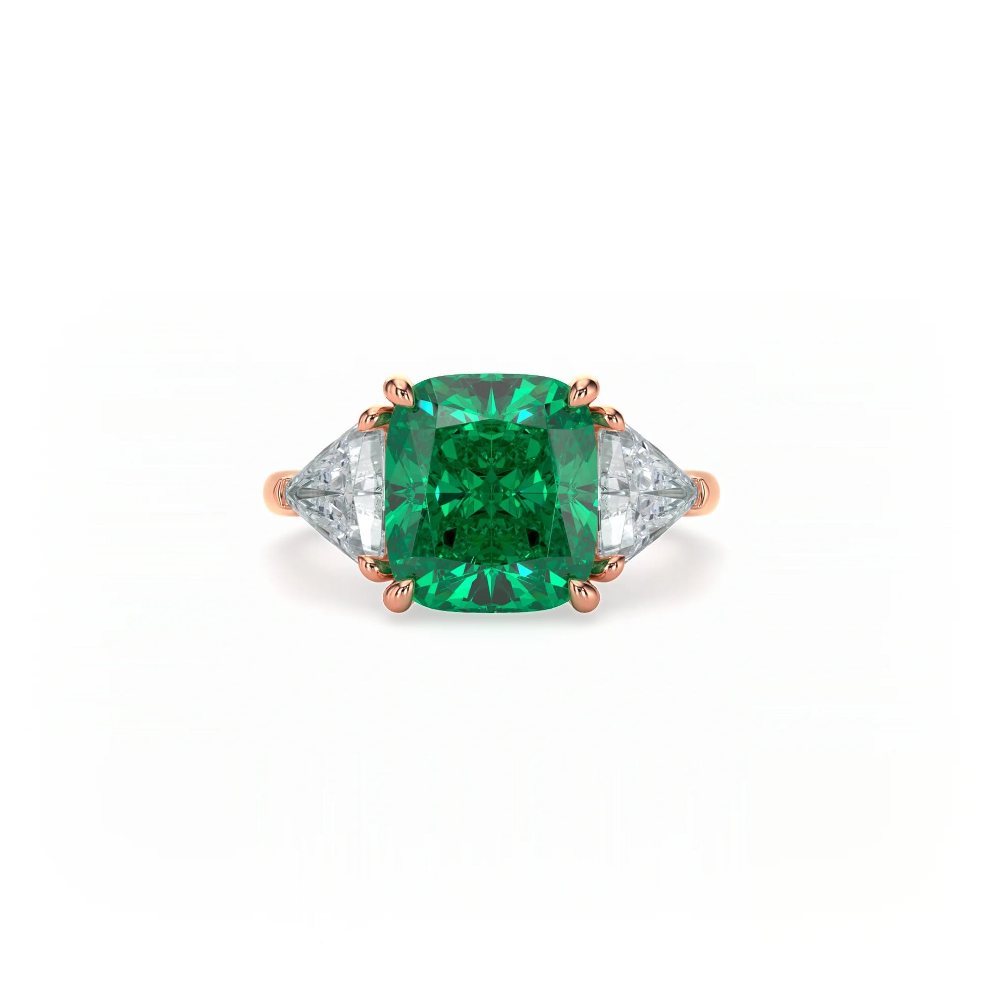 Jardin Trilogy Cushion Ring Emerald