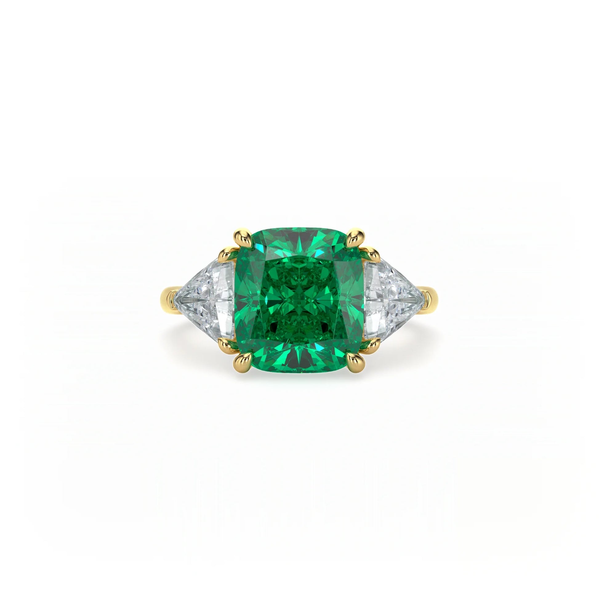 Jardin Trilogy Cushion Ring Emerald