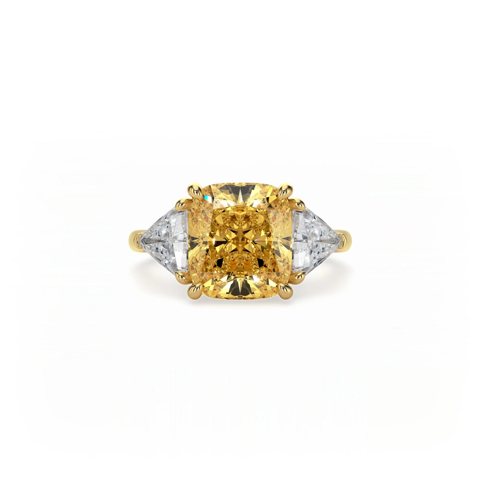 Aura Trilogy Cushion Ring Yellow Diamond