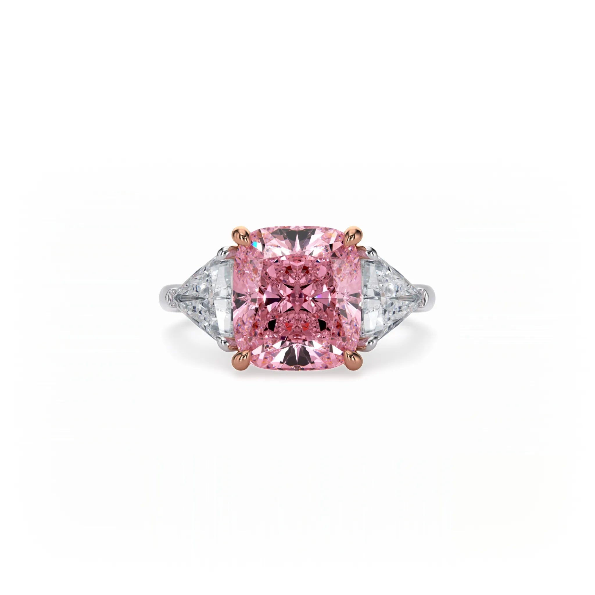 Aura Trilogy Cushion Ring Pink Diamond