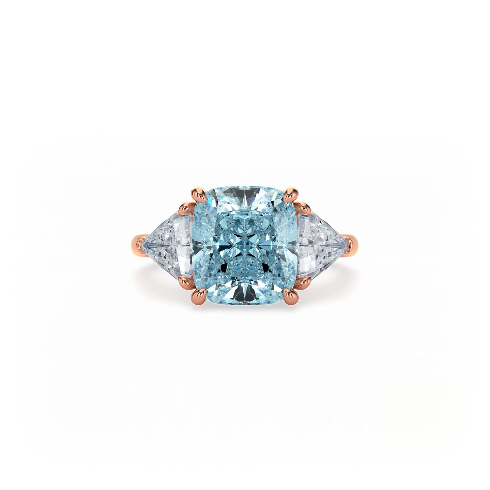 Aura Trilogy Cushion Ring Blue Diamond