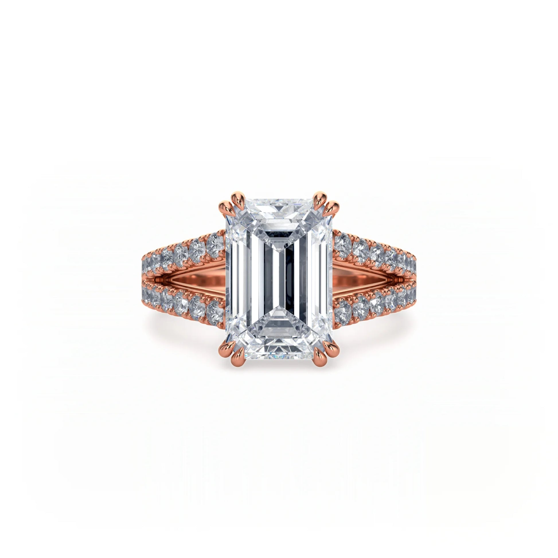 Bonded Emerald Cut Split Pavé Ring