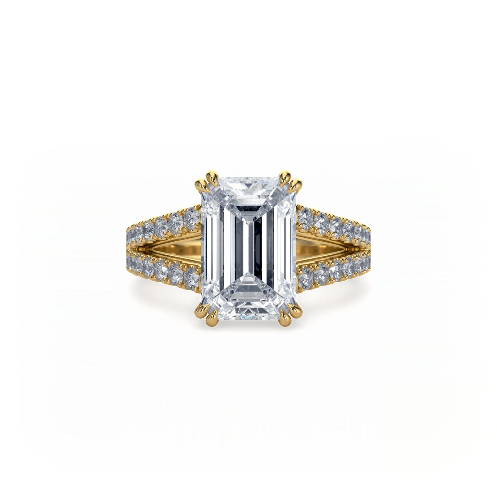 Bonded Emerald Cut Split Pavé Ring