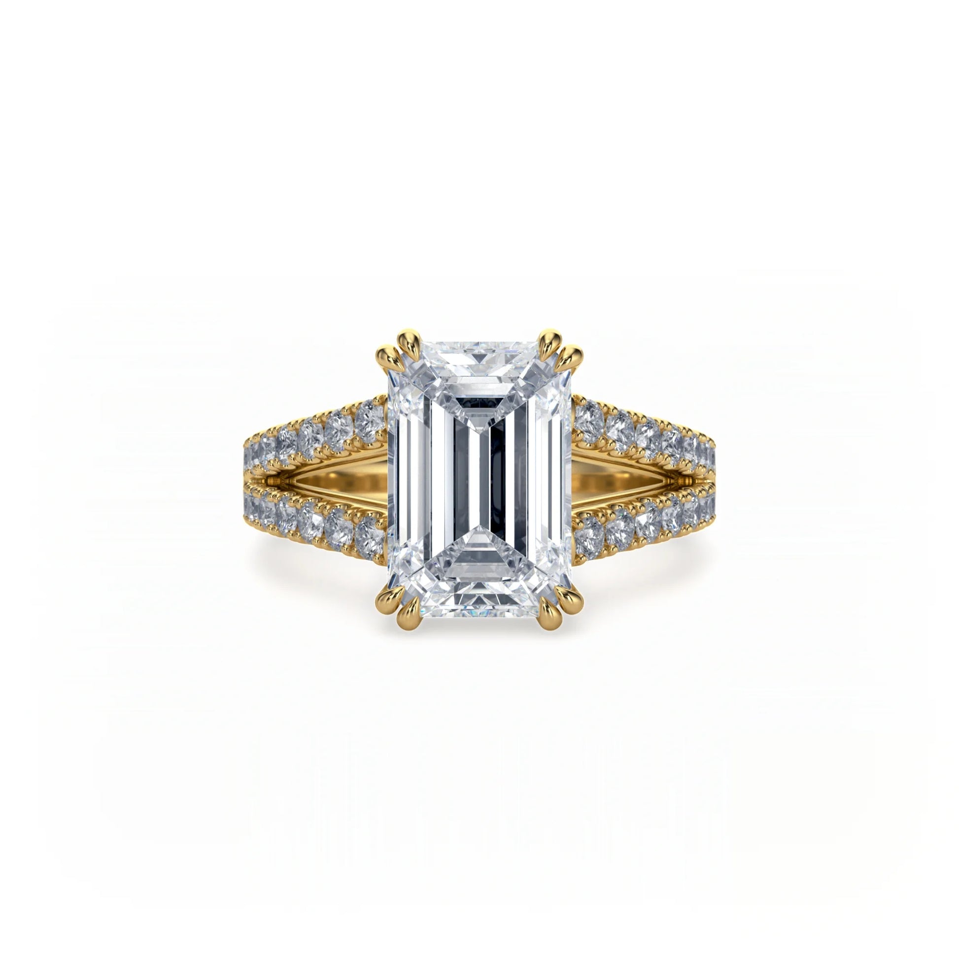 Bonded Emerald Cut Split Pavé Ring