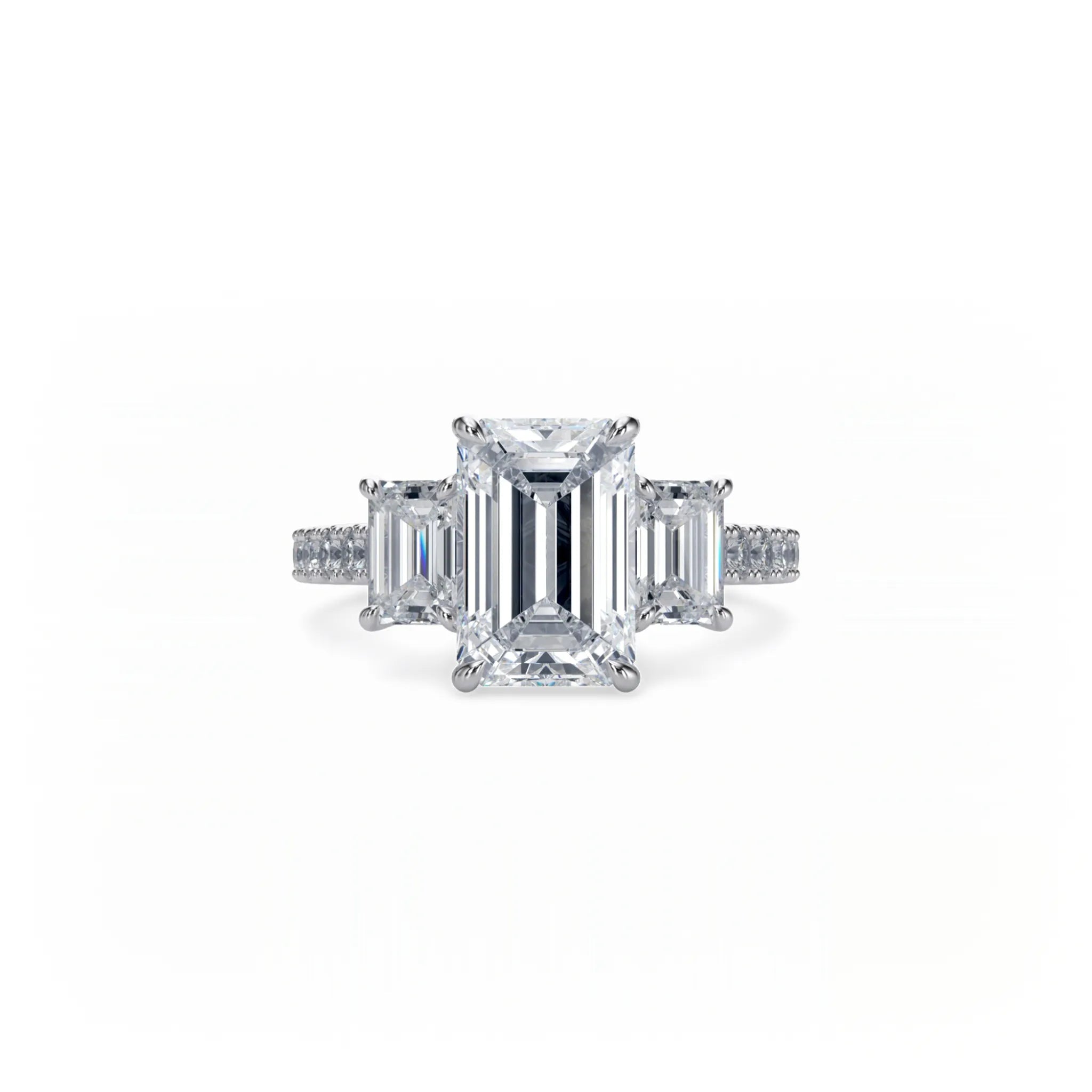 Bonded Trilogy Emerald Cut Pavé Ring