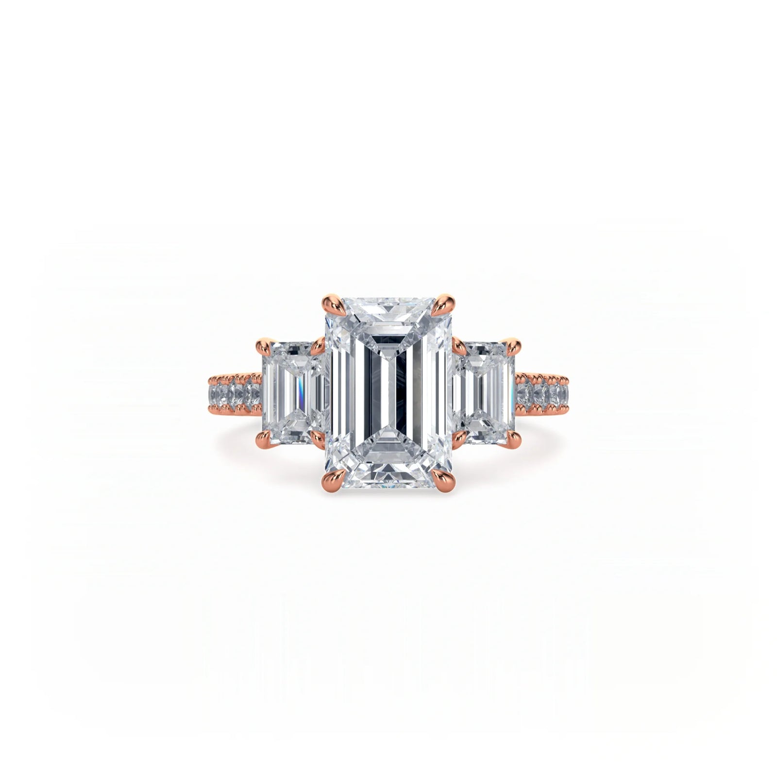 Bonded Trilogy Emerald Cut Pavé Ring