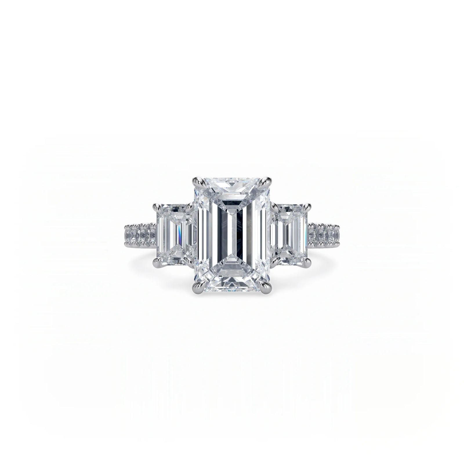Bonded Trilogy Emerald Cut Pavé Ring