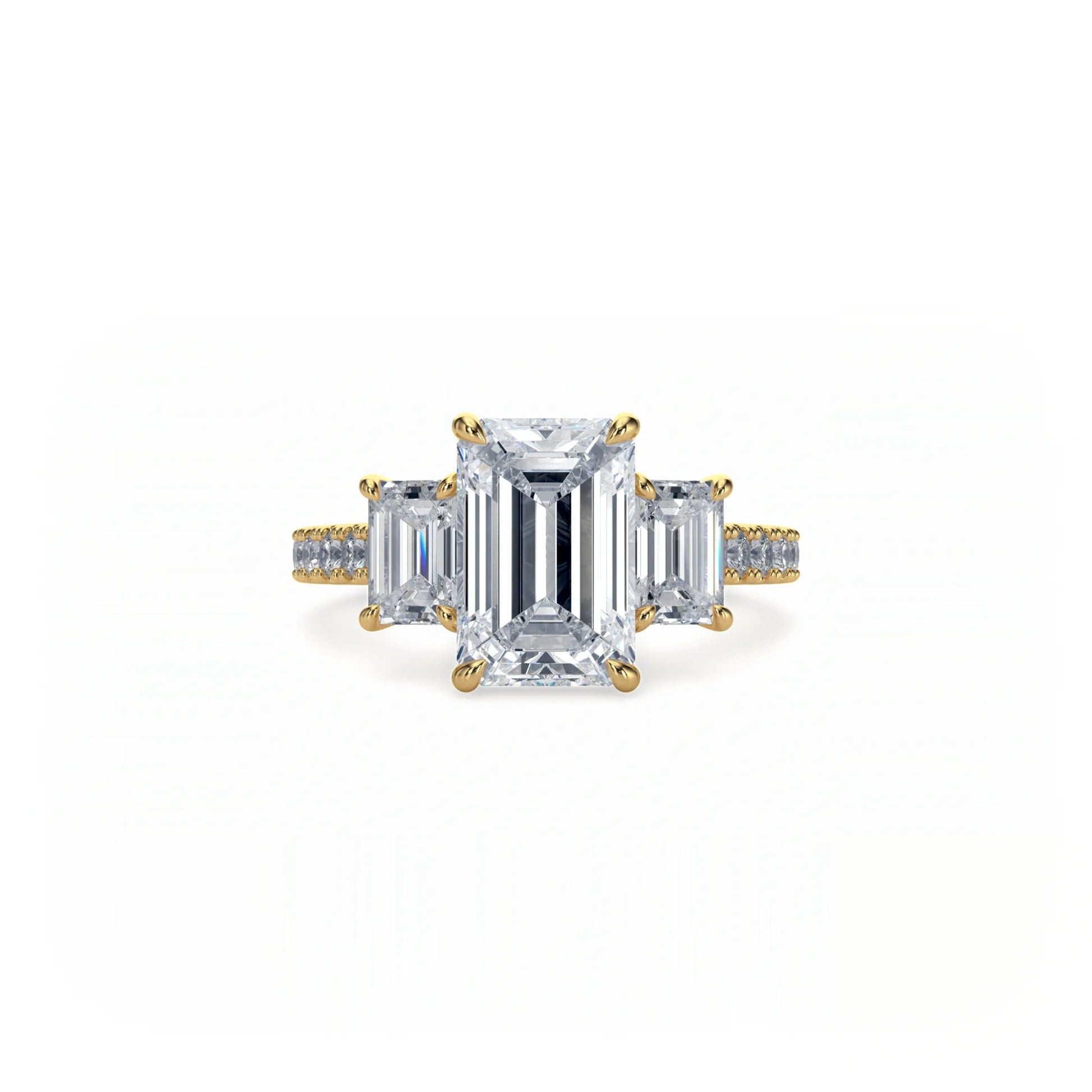 Bonded Trilogy Emerald Cut Pavé Ring