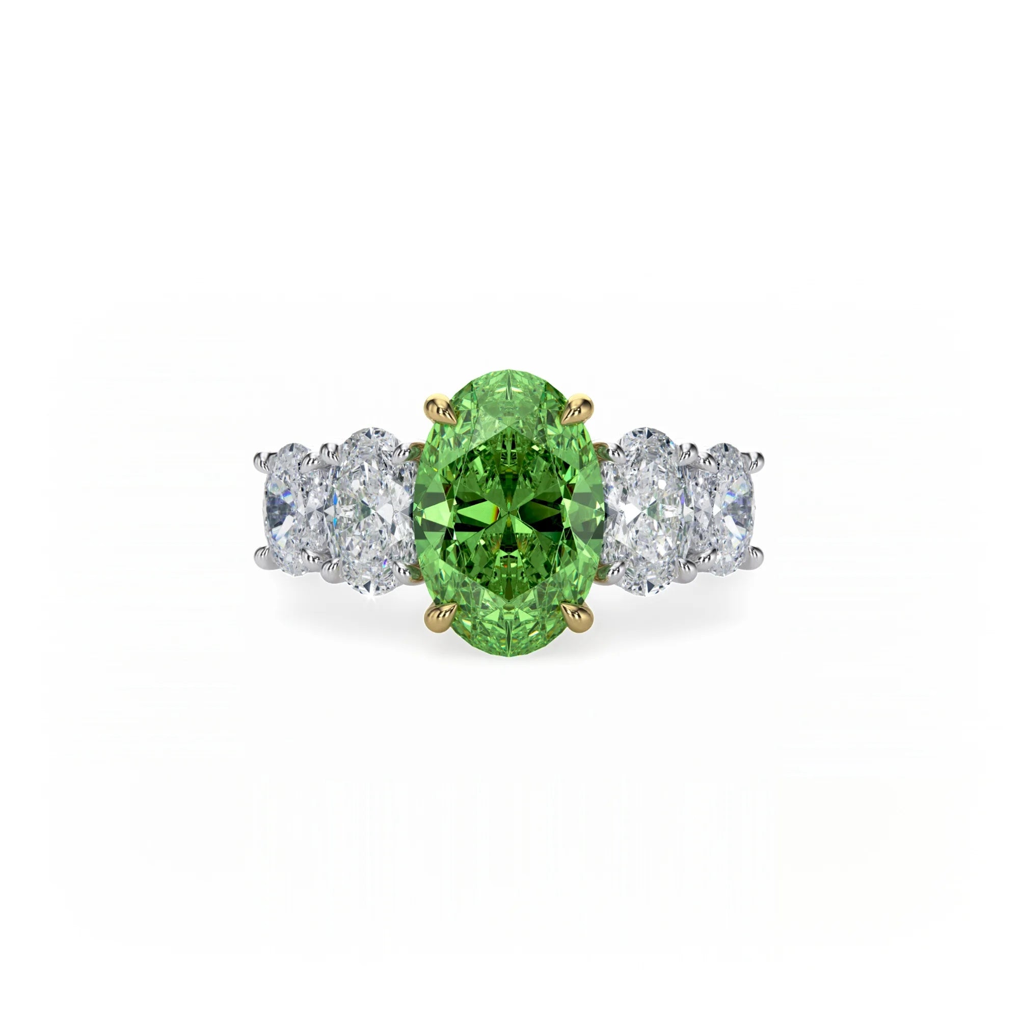 Aura Five Stone Ring Green Diamond