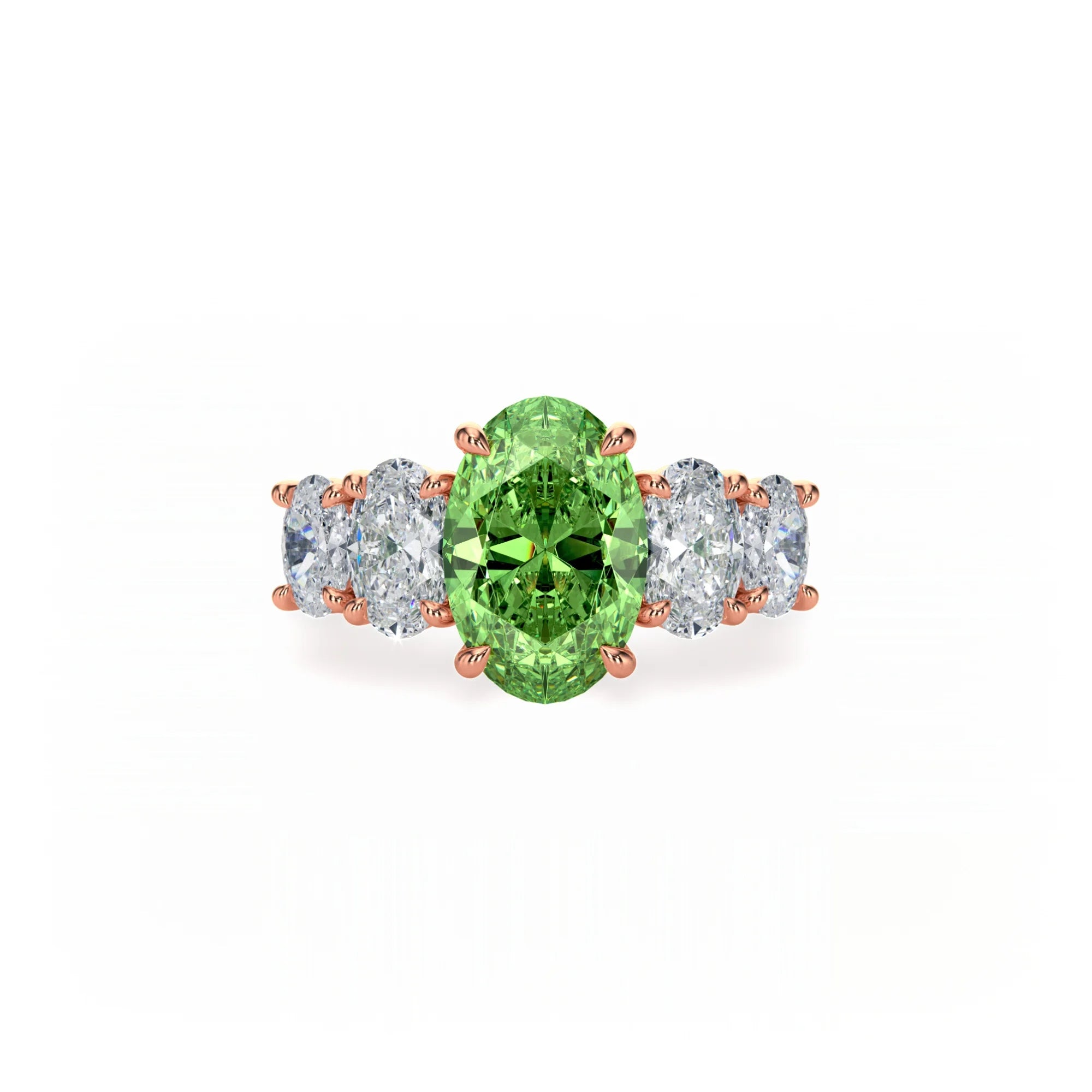 Aura Five Stone Ring Green Diamond