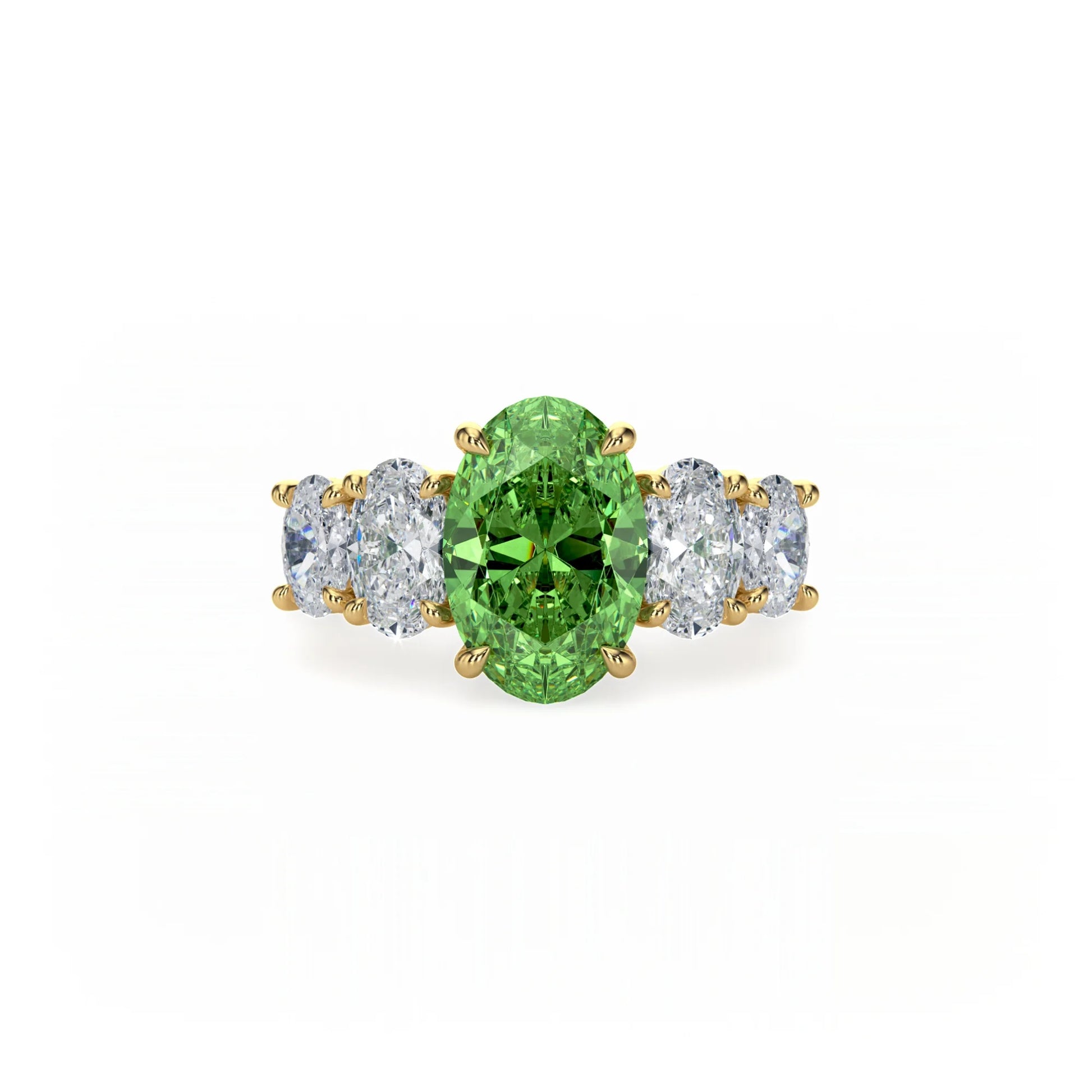 Aura Five Stone Ring Green Diamond